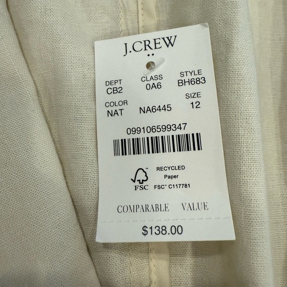 J. Crew Women's Blazer Size 12 Natural Beige Linen NWT - Picture 7 of 11